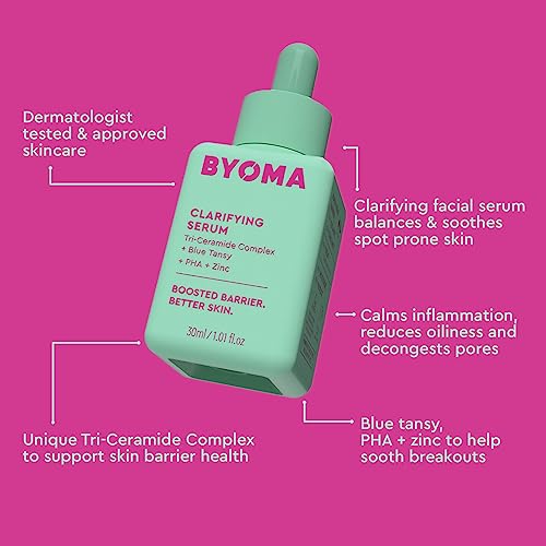 BYOMA Clarifying Serum - Barrier Repair Serum - Clarifying Facial Serum for Acne Prone Skin - Calming Face Serum with Ceramides, Blue Tansy, PHA & Zinc - Balanced & Healthy Skin - 1.01 fl. oz