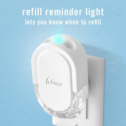 Febreze Plug In Air Freshener, Odor-Fighting Scented Oil Starter Kit, Air Fresheners for Home and Bathroom and Kitchen, Long Lasting for Strong Odors, Gain Original Scent, Warmer + 4 Refill