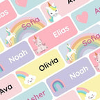 – Personalized Name Labels for Kids (120) – Waterproof & Durable Stickers for Clothing, School & Daycare Items - Unicorns