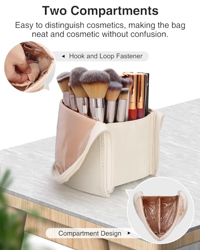 Makeup Brush Case Travel Makeup Brush Holder Portable Makeup Brush Bag Professional Cosmetic Bag Artist Storage Bag Essentials Stand-up Foldable Makeup Cup