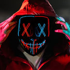Poptrend Halloween Mask LED Light up Mask Scary mask for Festival Cosplay Halloween Costume Masquerade Parties,Carnival,Gift (Red+Blue)