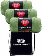 Red Heart Super Saver Tea Leaf E300-624 (3-Skeins - Same Dye Lot) Worsted Medium #4 Acrylic Yarn for Crocheting and Knitting with Project Bag