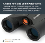 Celestron - Outland X 10x25 Binoculars – Ideal for Birding and Outdoors – 25mm Objective Lenses – 6.2° Field of View – BaK-4 Prisms – Multi-Coated – Waterproof and Fogproof