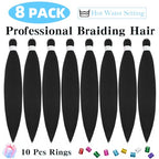 Braiding Hair Pre Stretched 20 Inch 8 Pack Premium Pre Stretched Braiding Hair Professional Itch Free Hot Water Setting Perm Yaki Texture Prestretched Hair For Braiding (18Inch,1B)