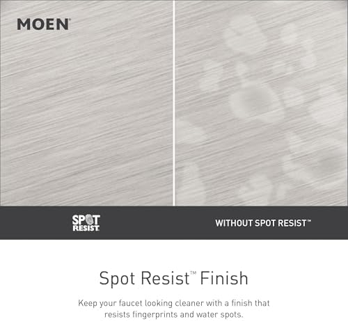 Moen Revyl Spot Resist Nickel One-Handle Single Hole Modern Bathroom Sink Faucet with Optional Deckplate and Spring Loaded Drain Assembly, 84771SRN