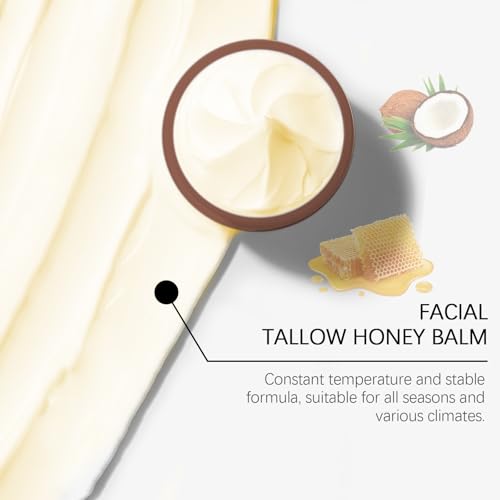 Tallow and Honey Balm for Face, Tallow Face Moisturizer Natural Organic Tallow Balm for Hydrating, Repair Soothing Sensitive Skin, Reduce Fine Lines