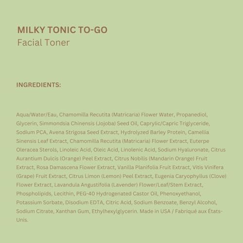 Pixi Milky Tonic to-Go, Calming & Hydrating Pads Containing Jojoba Milk, Infused with Oat Extract to Soothe, Alcohol-Free Daily Nourishing Toner On The Go, 60 Pads