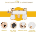 Opera Glasses,3X25 Theater Binoculars with Foldable and Extendable Handle,Mini Binocular Compact Lightweight,Portable Theater Glasses for Adults Kids Women in Musical Concert