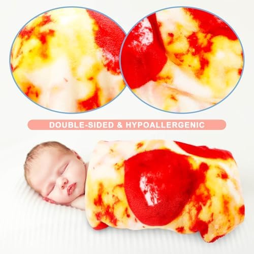 Pepperoni Pizza Blanket Baby Stuff Shower White Elephant Gifts for Kids Throw Blankets Wrap Newborn Swaddle Toddler Boy Girl Party Novelty Gag Pets Soft Fleece 40in