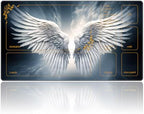 DEGDFSGR for MTG Playmat with Zones 24 x 14 inches for TCG Playmats Non-Slip Rubber Base Commander Play Mat for Magic The Gathering Playmat Iorcana Trading Card Game, Sacred Angel Wing