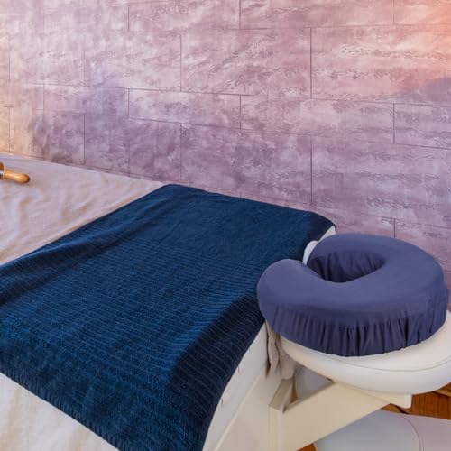 Tatuo 12 Pcs Face Cradle Covers for Massage Head Rest Microfiber Reusable Soft Thicker Massage Table Face Covers Oil Proof Headrest Cradle Sheets for Spa Beauty(Navy Blue)