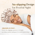 YANIBEST Double Layer Satin Silk Bonnet for Sleeping Hair Bonnet with Elastic Tie Band for Curly Hair Wig Caps Champagne