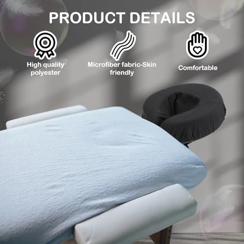 Tatuo 12 Pcs Face Cradle Covers for Massage Head Rest Microfiber Reusable Soft Thicker Massage Table Face Covers Oil Proof Headrest Cradle Sheets for Spa Beauty(Black)