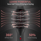 Dual Voltage Hair Dryer Brush with UK Plug Blow Dryer Brush for European Travel 110V-120V/220V-240V One Step Hot Air Brush and Styler Volumizer with Negative Ion Anti-frizz (Black+red)