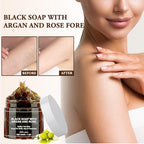 Morocco Black Soap With Argan And Rose, Zawina Moroccan BlackSoap Hammam, Zawina Morocco Black Beldi Soap, ZawinaBlack BeldiSoap Kessa Glove (2 PCS)