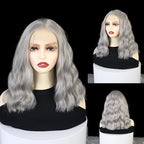 Gray Bob Curly Wig Synthetic Lace Front Wig Middle Part Lace Wigs 14Inch Synthetic Hair Wig for Women Party Use Cosplay Wigs