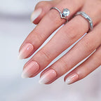 Almond Press On Nails Medium - BTArtbox Soft Gel Ombre Fake Nails with Nail Glue, Semi-Transparent Reusable Glue On Nails in 16 Sizes - 30PCS Stick On Nails Kit, Vanilla Cream Almond