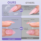 BTArtbox XCOATTIPS Natural Nail Tips -Short Almond Press On Nails Pink, Long Lasting Soft Gel Nails False Nail, Soak Off Acrylic Fake Nails Extensions for Nail Art DIY