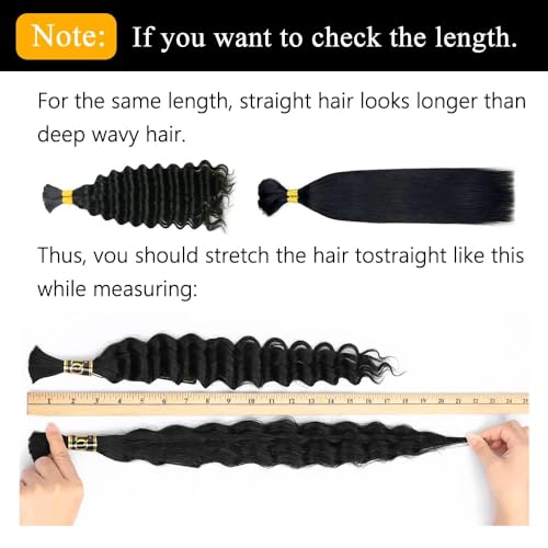 Deep Wave Bulk Hair for Braiding 16A Deep Water Wave Bulk Human Hair for Braiding Brazilian Virgin Curly Human Hair 24 Inch 50g Curly Braiding Hair for Boho Braids Micro Twist