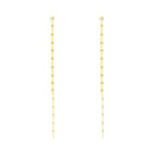 SLUYNZ Solid 925 Sterling Silver 6.3inch Long Chain Earrings Dangle for Women Teen Girls Line Dangle Earrings Chain Backs (B-Gold Plated)