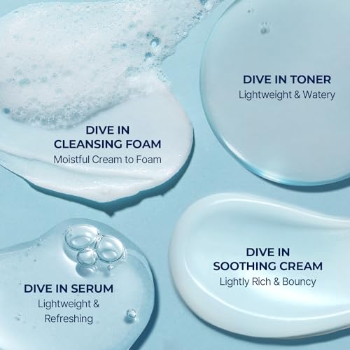 Torriden DIVE IN Trial Kit | Hyaluronic Acid Infused Daily Skincare Kit - 4 Step Regimen with Foam Cleanser, Facial Toner, Serum, and Cream | Korean Skin Care Set