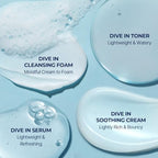 Torriden DIVE IN Trial Kit | Hyaluronic Acid Infused Daily Skincare Kit - 4 Step Regimen with Foam Cleanser, Facial Toner, Serum, and Cream | Korean Skin Care Set