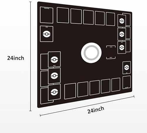 Playmat for Trading Card Game – 2-Player Trainer Mat with Damage Counters and Professional Storage Bag (Black, Large)