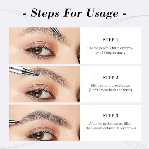 Eyebrow Pencil Eyebrow Microblading Pen - Liquid Eyebrow Pen Micro 4 Point Brow Pen Lift & Brow Pencil Snatch, Eye Makeup Long-Lasting Waterproof Natural Eyebrow Hair 2 PCS (Light Brown)