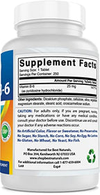 Best Naturals Vitamin B6 25mg 250 Tablets (250 Count (Pack of 2))