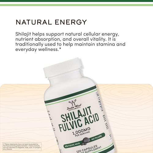 Shilajit Pure Himalayan Capsules (20% Fulvic Acid Supplement) 1,000mg of Authentic Shilajit Extract per Serving, 120 Count (High in Trace Minerals, No Fillers) by Double Wood (Pack of 2)