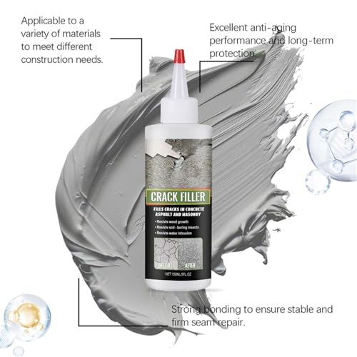 Magic Crack Filler for Concrete, Asphalt Crack Filler For Filling In Cracks Asphalt Driveways And Roads, Installs Easily Dry Granular No Mess And DIY (1pc, 150ml)