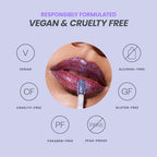 Wonderskin WONDER BLADING Top Gloss - Blue Glitter Lip Gloss, Hydrating and High Shine Finish Lip Makeup (Blue Glitter)