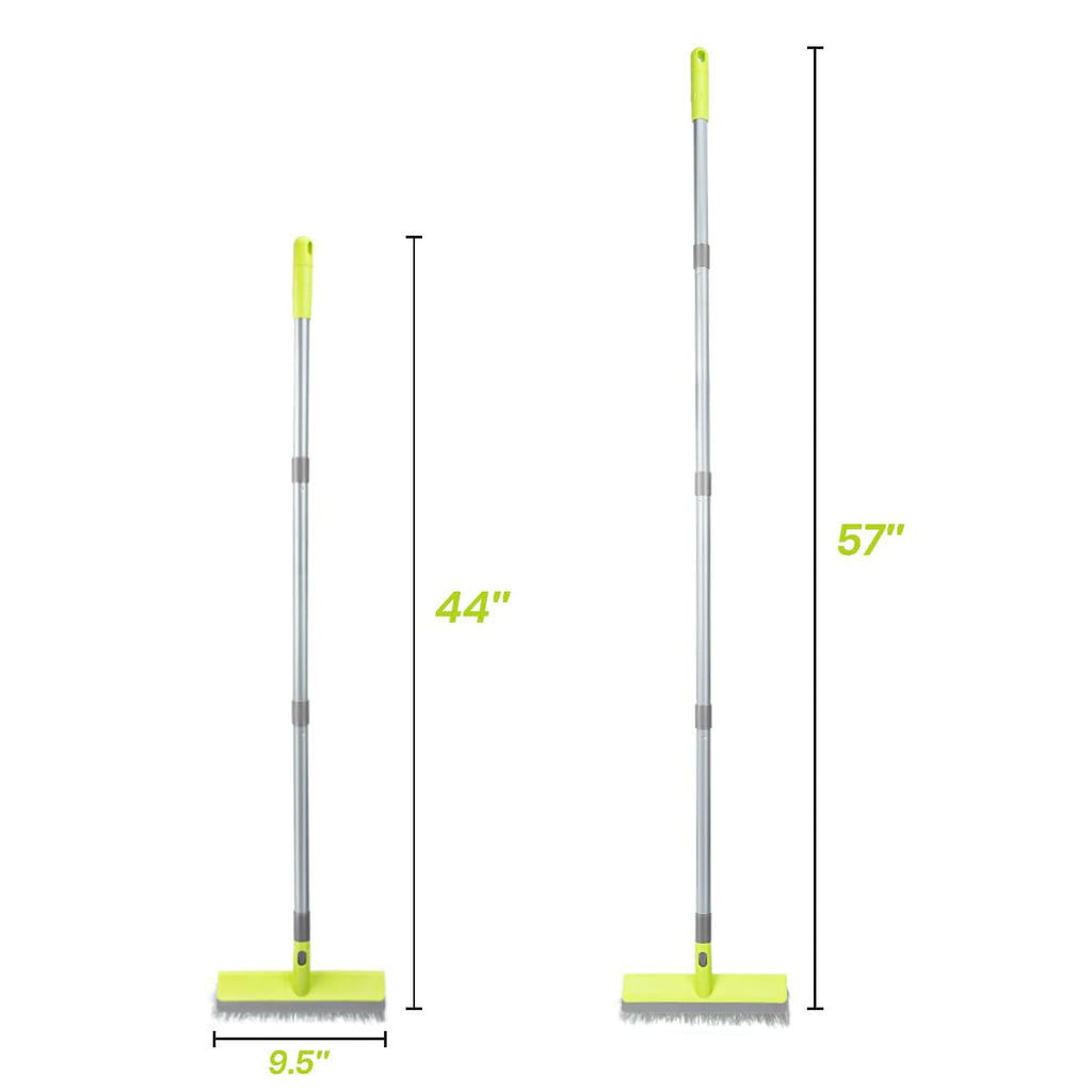 Floor Scrub Brush 2 in 1 Scrape and Stiff Bristle Deck Brush for Cleaning Concrete, Patio, Garage, Kitchen, Carpet and Bathroom 57" Long Handle