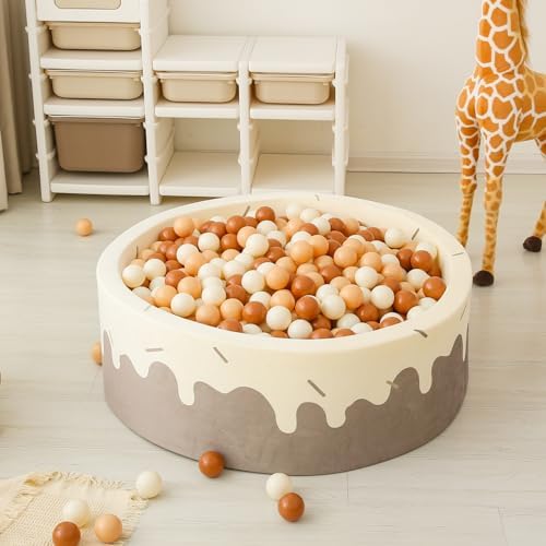 GOGOSO Ball Pit Balls for Toddler, Baby Plastic Playballs Kids Soft Pastel Pelotas Non-Toxic BPA-Free,Cream Coffee+Khaki+White,100 Balls