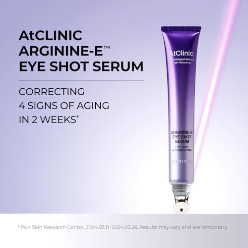 Atclinic Arginine-e Caffeine Eye Serum (0.67fl oz) - Korean Skincare Eye Gel Cream for Dark Circles, Puffiness, and Wrinkles with Guasha Applicator. Niacinamide