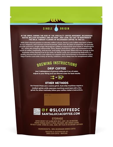Specialty Volcanic Nicaraguan - 2014 Bold Dark Roast Coffee, Rich & Intense, Low Acid, 91 Point, SHG, Small Batch Roasted, Farm Direct, 100% Single-Origin | Santa Lucia | Ground, 2 Pounds (2-16oz)