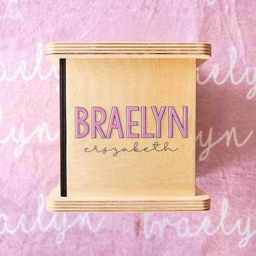 Wooden Piggy Bank for Kids and Adults, Personalized Gift Handmade in USA by BloomOwl, Custom Piggy Bank, Personalized Banks for Kids, Gifts for Baby Boys and Girls (Typography)