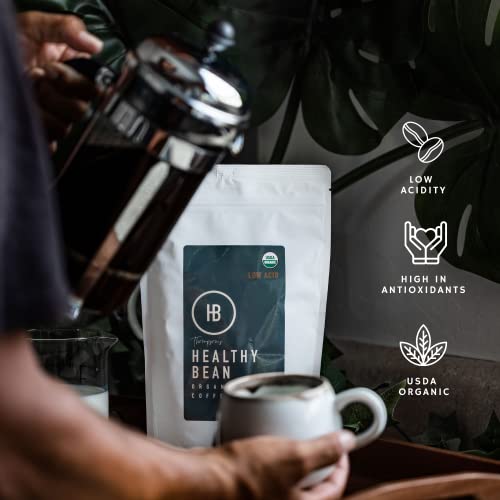 Healthy Bean Coffee Thrive Morning Blend - Organic Ground Coffee Medium Roast - Low Acid for Sensitive Stomachs, Smooth and Rich Flavor, Clean, Low Acidic - Medium Roast, 11oz