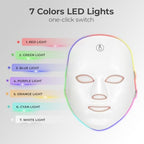 Red Light Mask for Face, 7 Color Red Light Facial Masks, At-Home Facial Care Device, Portable, Cordless, and Rechargeable