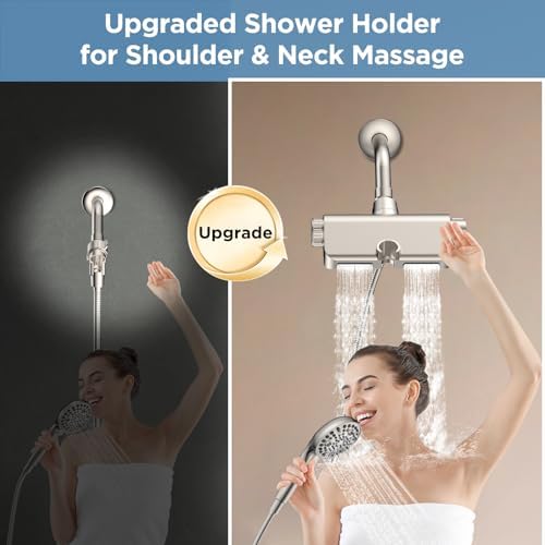 Filtered Shower Head with Handheld Combo Brushed Nickel - Dual 2-in-1 Spa System with Massage Shower Head and 10 Modes Hand Held Shower Head, High Pressure, Buit in Power Wash Mode