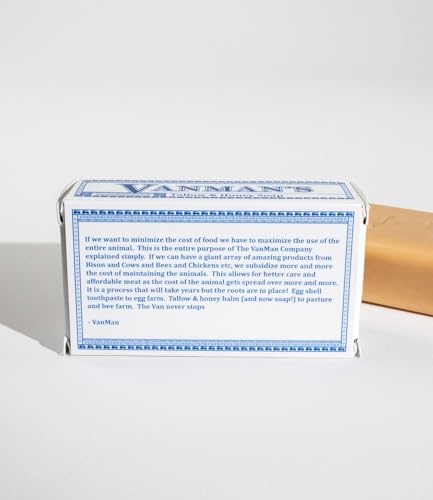 Vanman - Pure Beef Tallow with Honey - Pure Saponified Grass Fed Beef Tallow for Skin, Raw Honey, Unscented - Beef Tallow and Honey Soap - 2 Pack