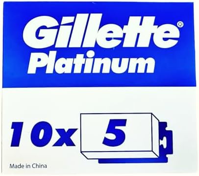 Gillette Double Edge Platinum Safety Razor Blades for Men, Pack of 50 Stainless Steel Refill Blades