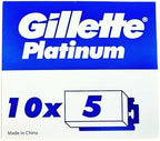 Gillette Double Edge Platinum Safety Razor Blades for Men, Pack of 50 Stainless Steel Refill Blades