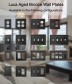 Single Duplex Outlet Light Switch Cover Luca Metal Wall Plate, 4-Pack Aged Bronze 1 Gang, Oil Rubbed Bronze for Receptacle Light Switch, Outlet Cover Decorative, Wallplate, Midsize, Durable