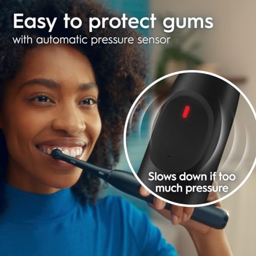 Oral-B iO Series 2 Rechargeable Electric Powered Toothbrush, Night Black with 1 Gentle Care Brush Head - Automatic Pressure Sensor to Protect Gums - 3 Modes - 2 Min Timer