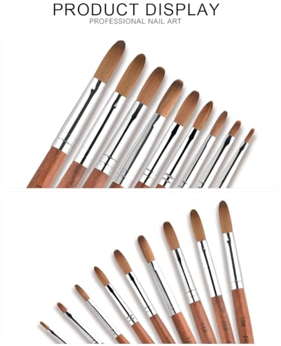 Kolinsky Acrylic Nail Brush Red Wooden Acrylic Nail Brush Professional Salon Acrylic Brush for Nail (12#)