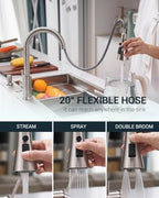 APPASO Touchless Kitchen Faucet, Motion Sensor Kitchen Sink Faucet with Pull Down ABS Sprayer 3 Modes, Activated Hands Free Faucets for Kitchen Sink with Soap Dispenser Stainless Steel, Brushed Nickel