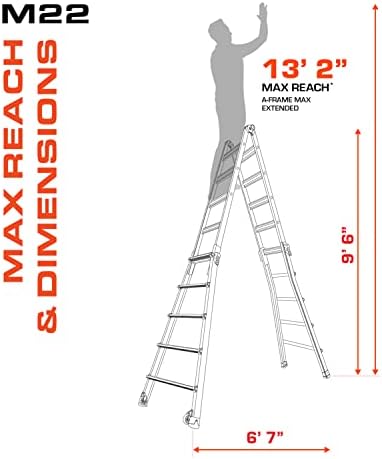 Little Giant Ladders Velocity, 17-Ft Folding Multi-Position Ladder, Aluminum, 300 lb Load Capacity, Type 1A Extra Heavy Duty, 18-Ft Reach, with Ratchet Levelers and Wheels (15417-801)