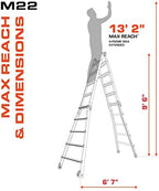 Little Giant Ladders Velocity, 17-Ft Folding Multi-Position Ladder, Aluminum, 300 lb Load Capacity, Type 1A Extra Heavy Duty, 18-Ft Reach, with Ratchet Levelers and Wheels (15417-801)