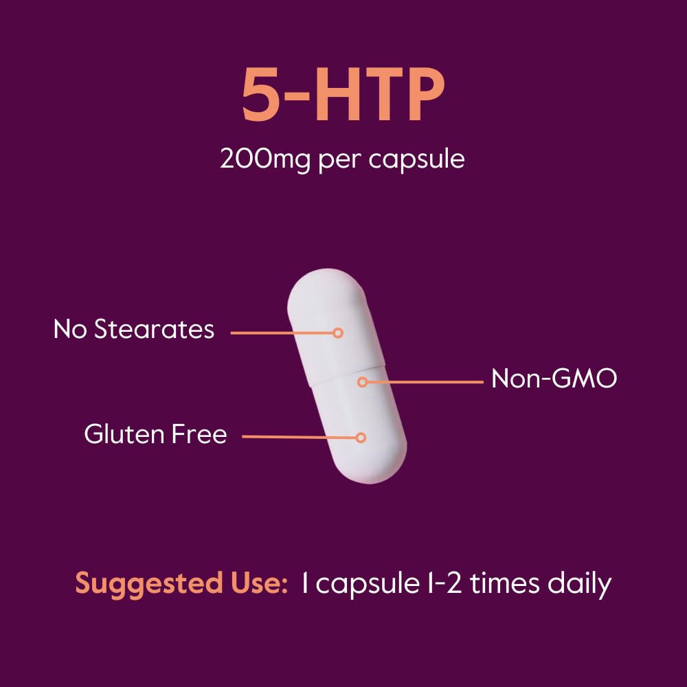 BESTVITE 5-HTP 200mg per Capsule (240 Capsules) (120 x 2) - No Stearates - No Flow Agents - Gluten Free - Non GMO